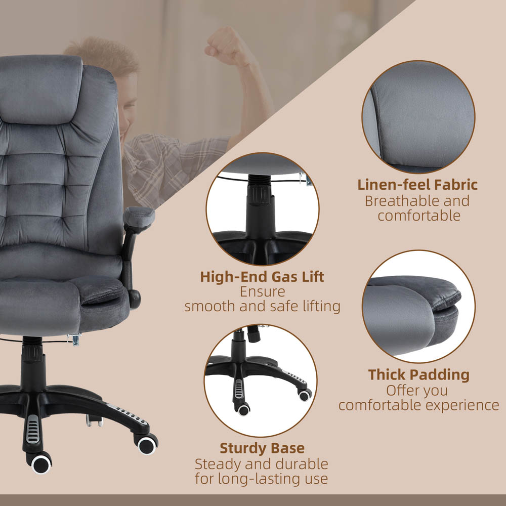 Portland Grey Velvet Massage Swivel Recliner Office Chair Image 6