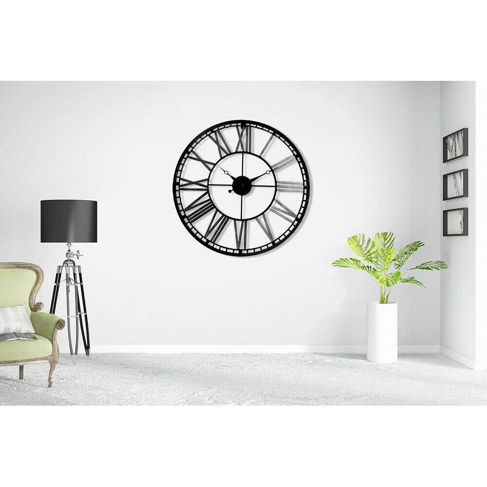 WALPLUS Black Industrial Iron Clock 70cm Image 3