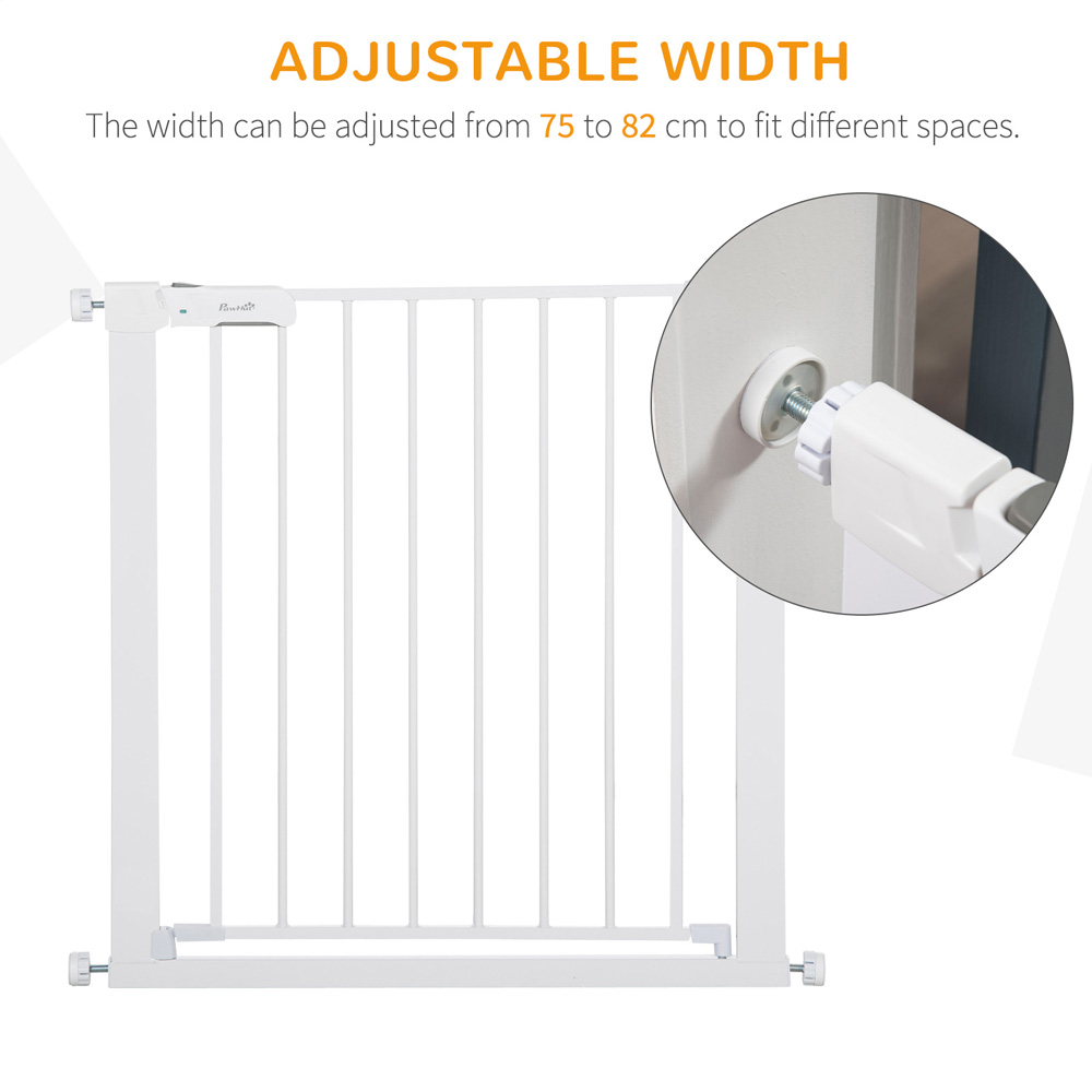 PawHut White 75-82cm Adjustable Metal Pet Safety Gate Image 7