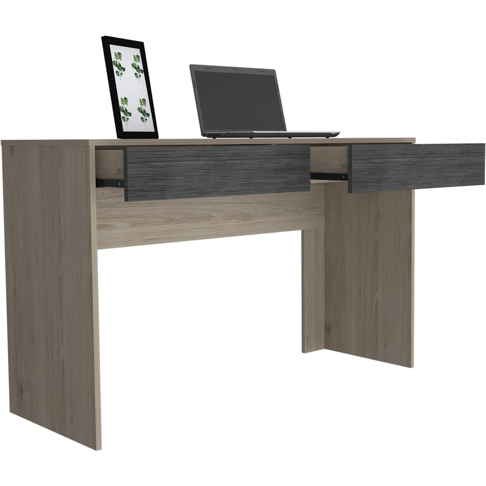 Core Products Harvard 2 Drawer Washed Oak and Carbon Grey Storage Desk Image 4