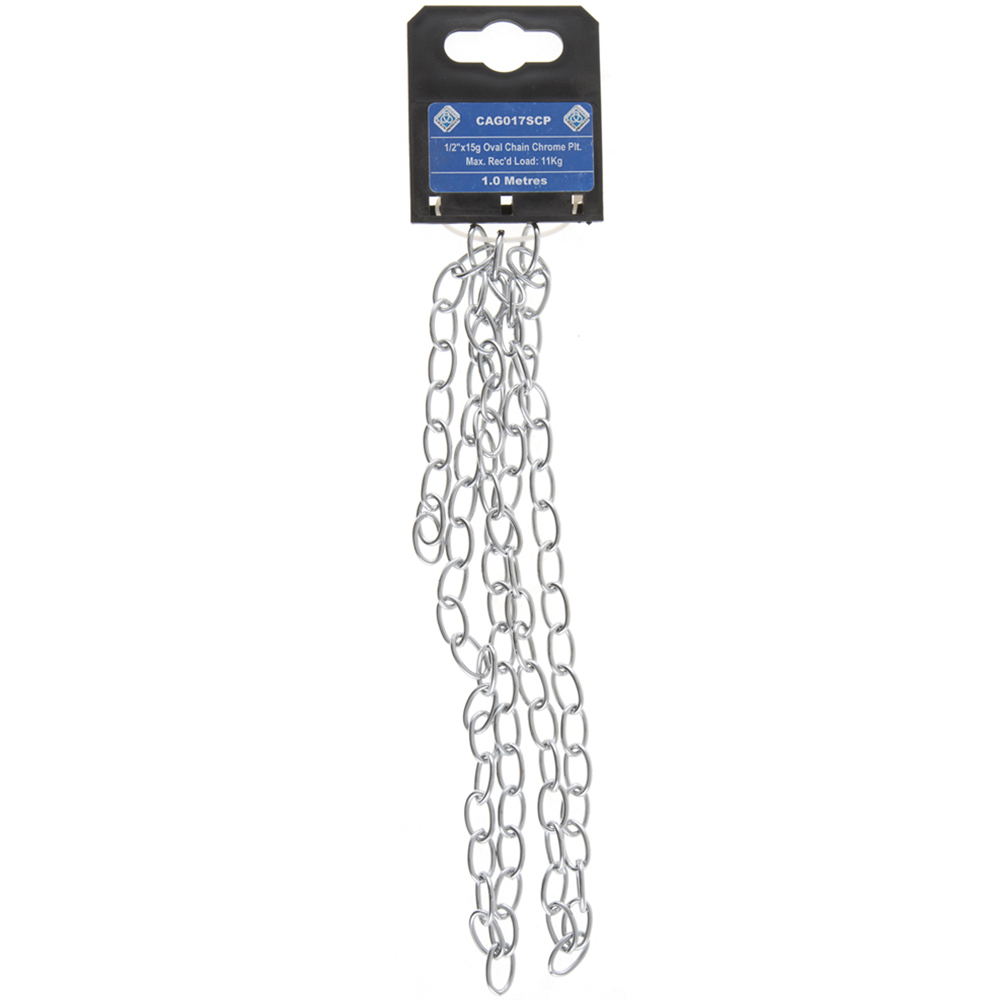 Chrome Plated Steel Oval Link Chain - Silver Image