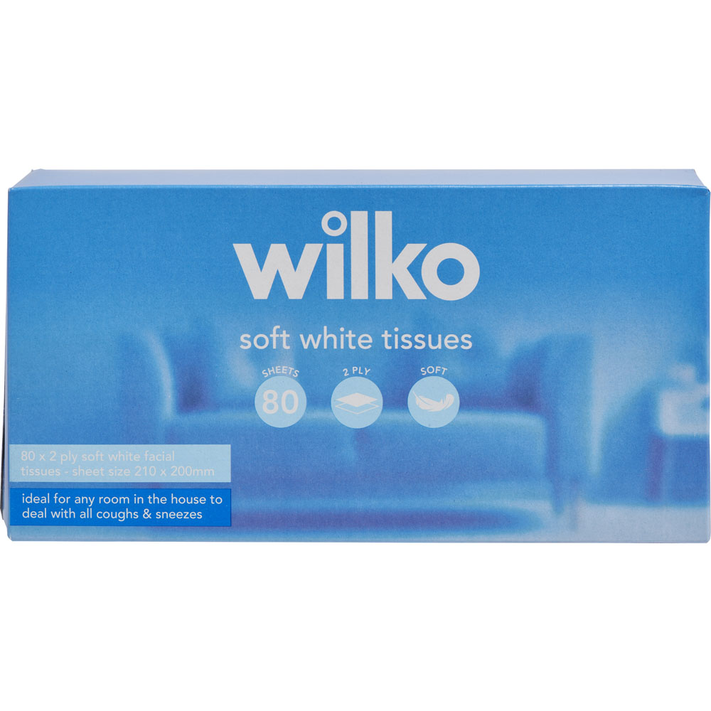 Wilko Soft White Tissues 80 Pack 2 Ply Image 1