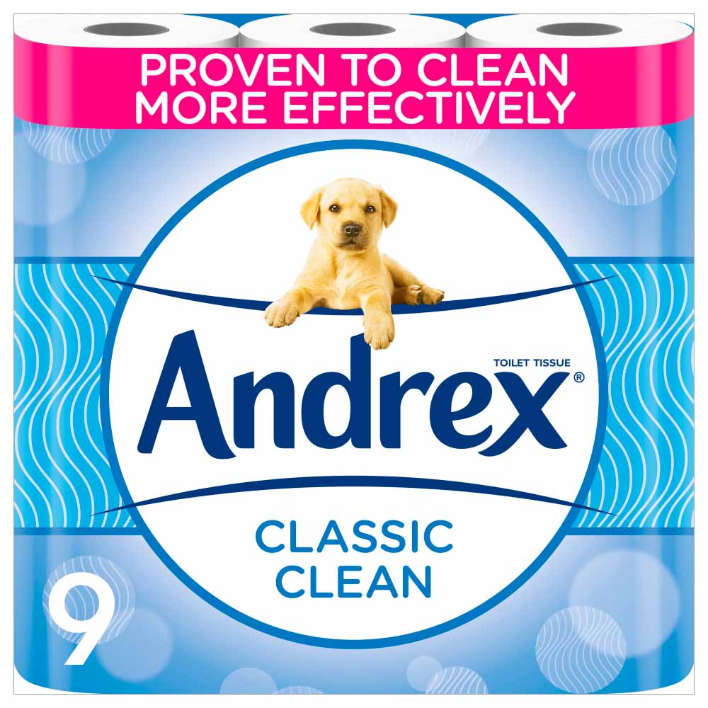 Andrex Classic Clean Toilet Tissue 9 Rolls Image 1