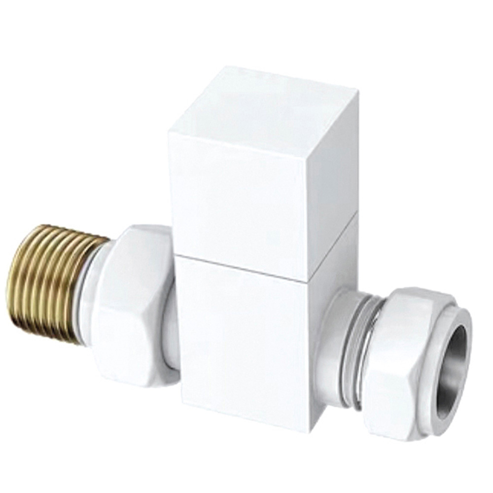 Towelrads White Square Straight Valve 15mm x 1/2inch 2 Pack Image 3