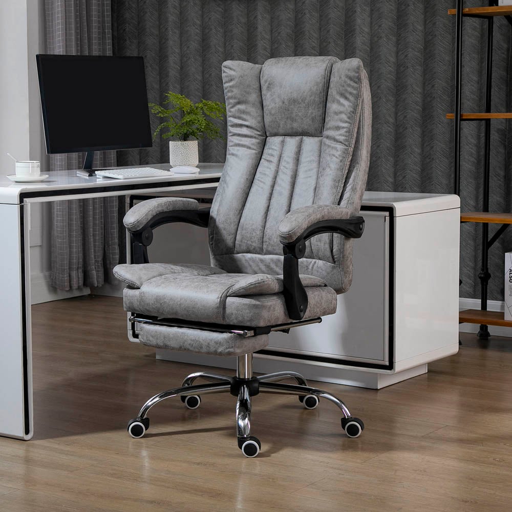 Portland Grey Microfibre Swivel Office Desk Chair Image 1