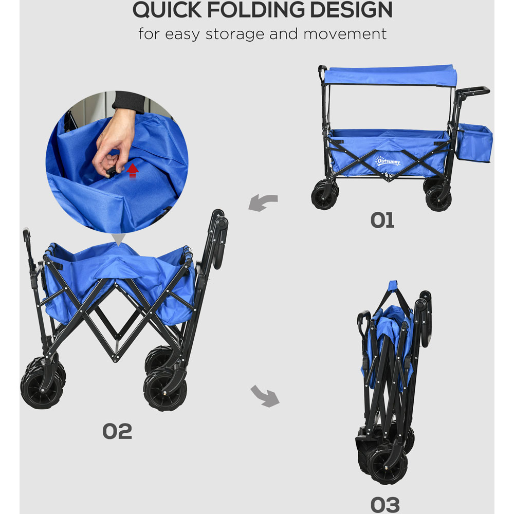Outsunny Blue Folding Trolley Cart Image 5