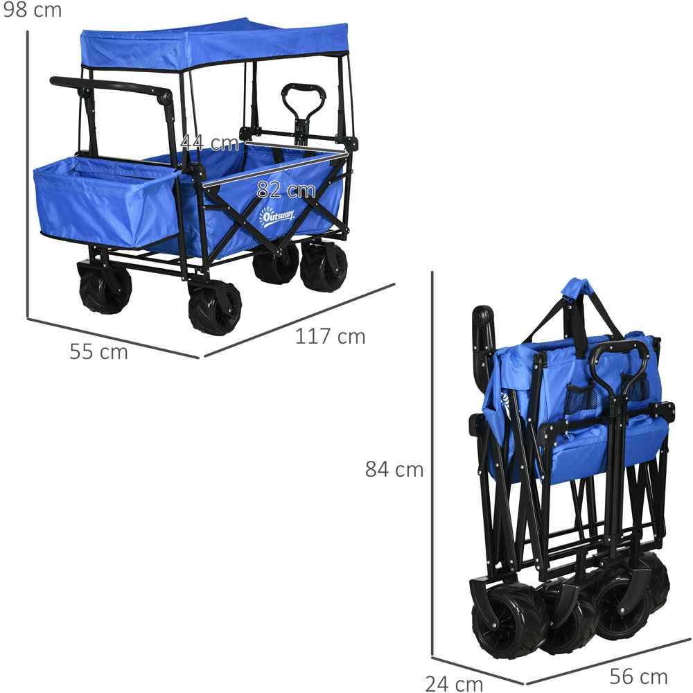 Outsunny Blue Folding Trolley Cart Image 8