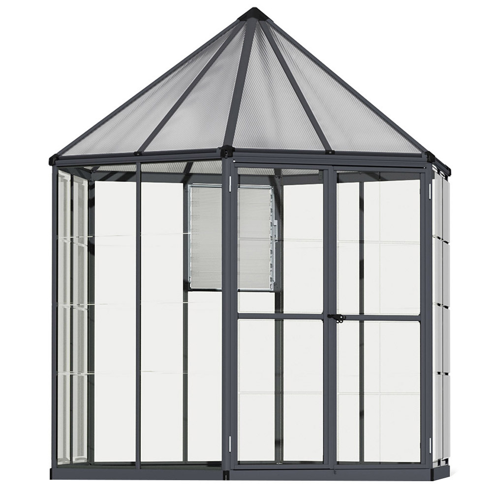 Palram Canopia Oasis Hexagonal Grey Polycarbonate 8 x 7ft Greenhouse Image 1