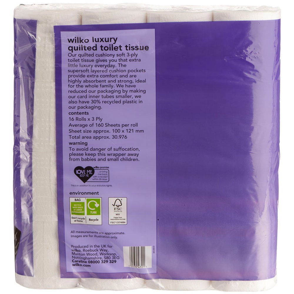 Wilko Quilted Toilet Tissue 16 Pack Image 3