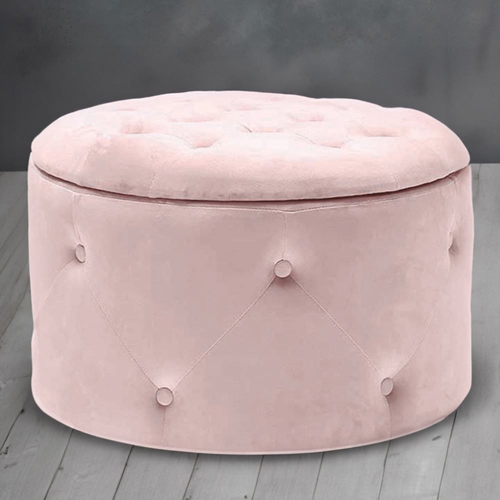 Cleo Pink Storage Pouffe Image 1