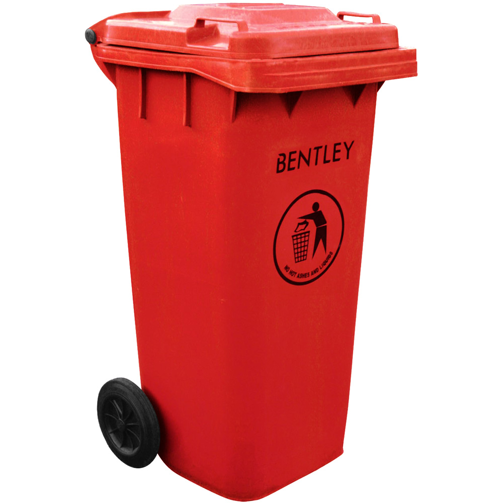 Charles Bentley Red Wheelie Bin 120L Image 1