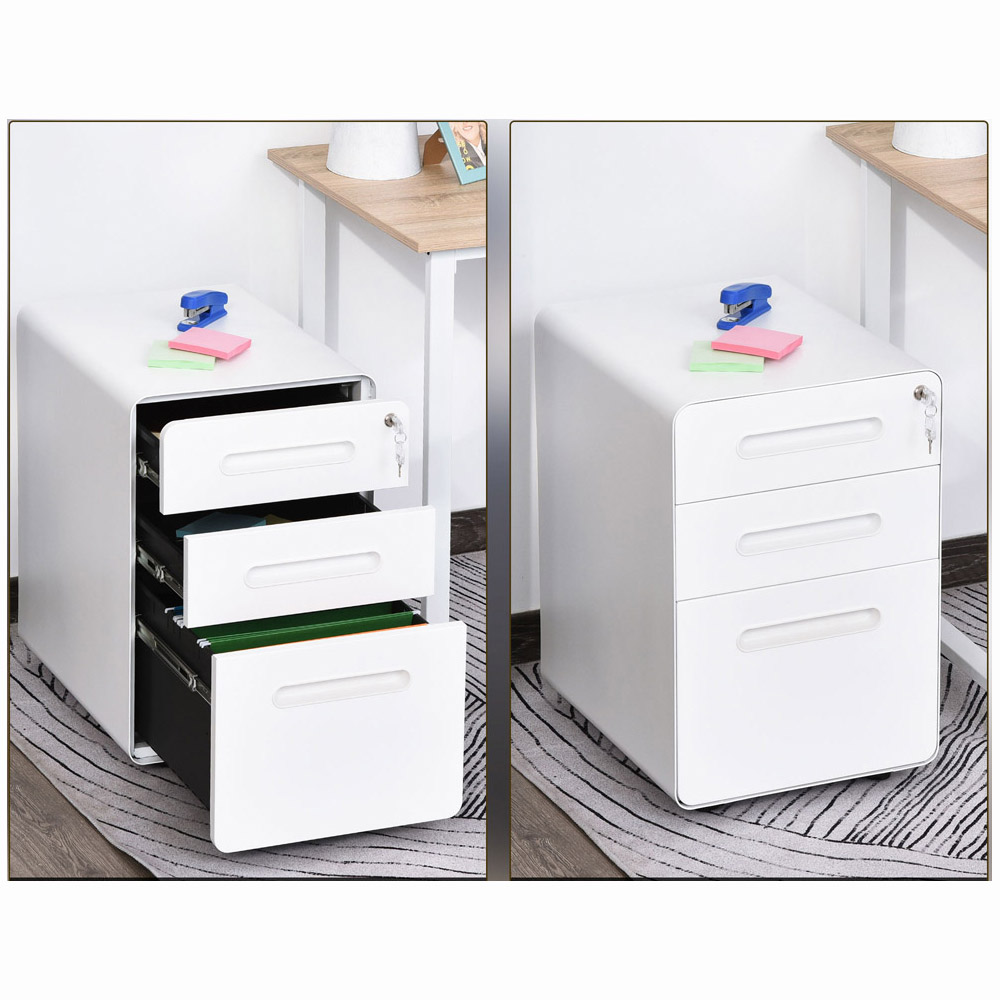 Vinsetto White 3 Drawer File Cabinet Image 3