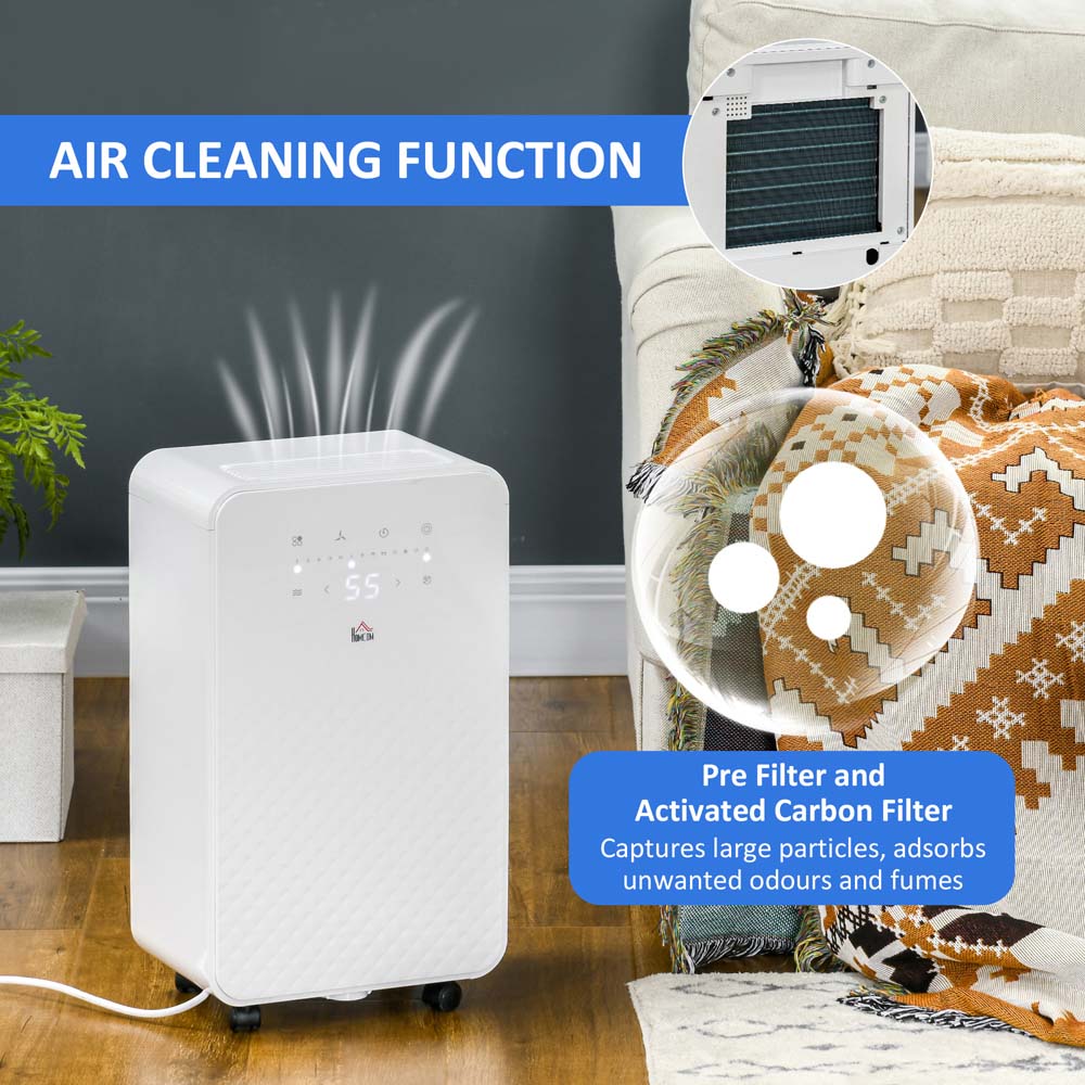 Portland White Portable Dehumidifier with Air Purifier 12L Per Day Image 6