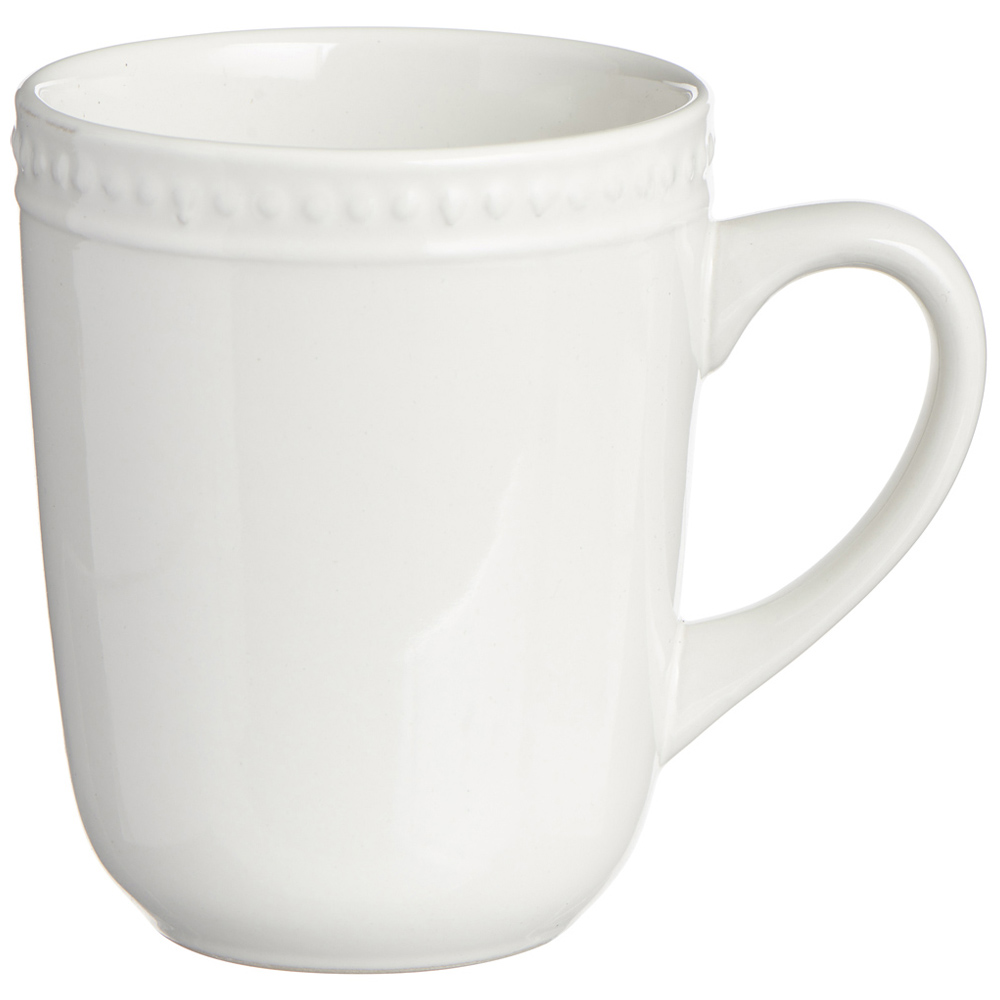 Wilko White Embossed Dot Mug Image 1