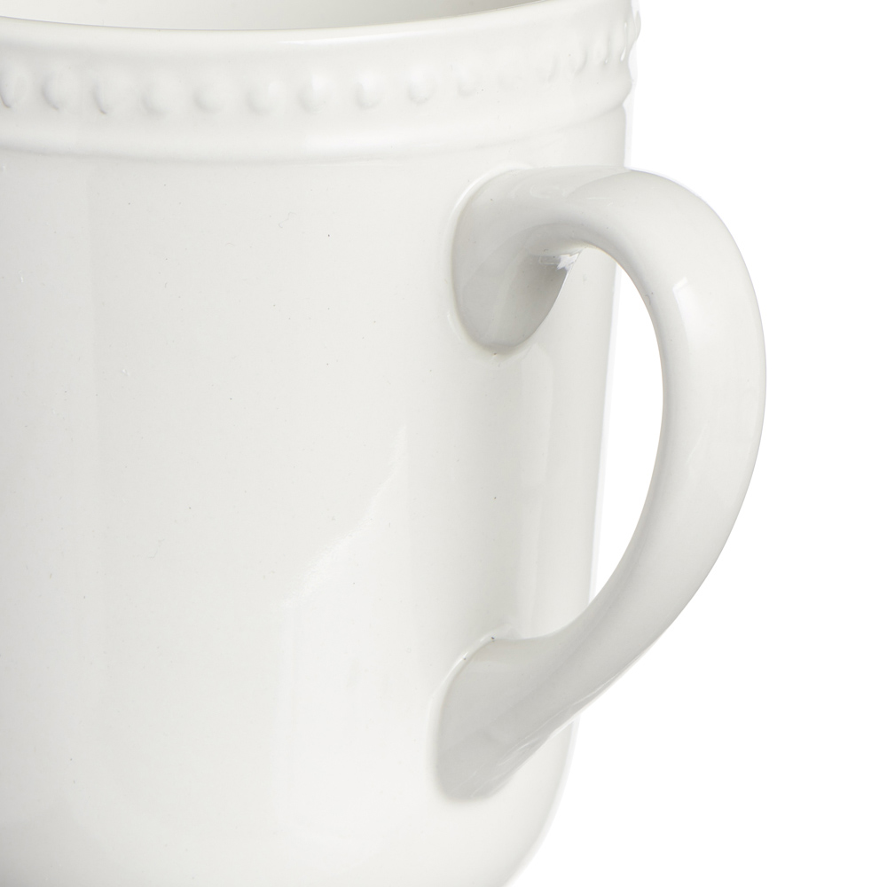 Wilko White Embossed Dot Mug Image 3
