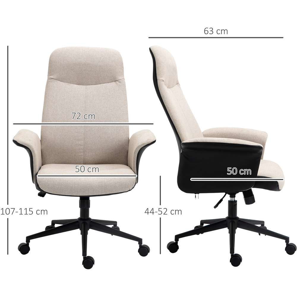 Portland Cream Linen Swivel Office Chair Image 8
