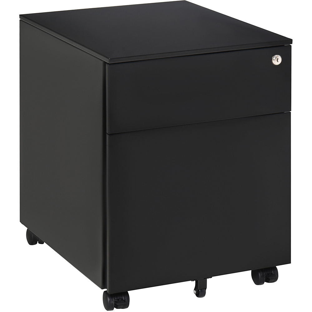 Portland Black 2 Drawer Lockable File Cabinet Image 2
