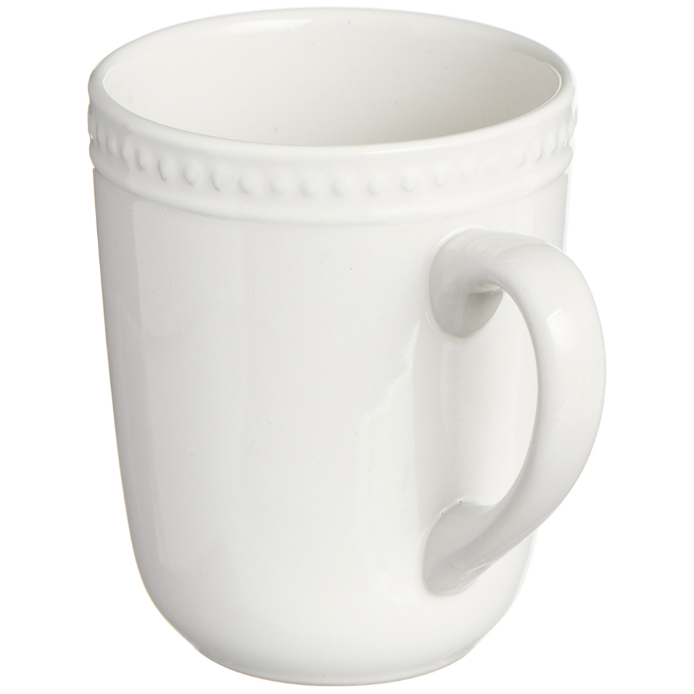 Wilko White Embossed Dot Mug Image 2