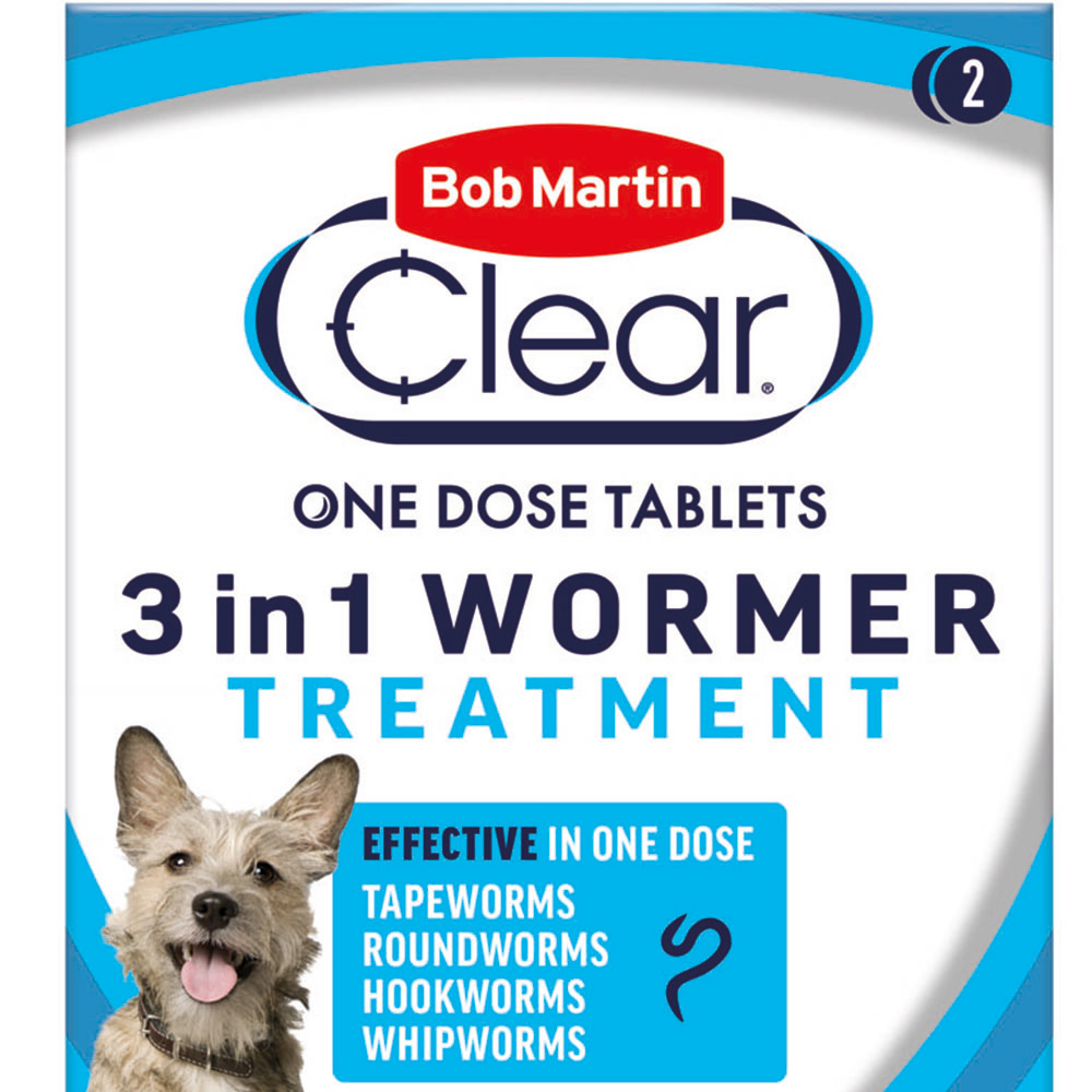 Bob Martin Clear 3 in 1 Dewormer Dogs - 2 Tablets Image 2
