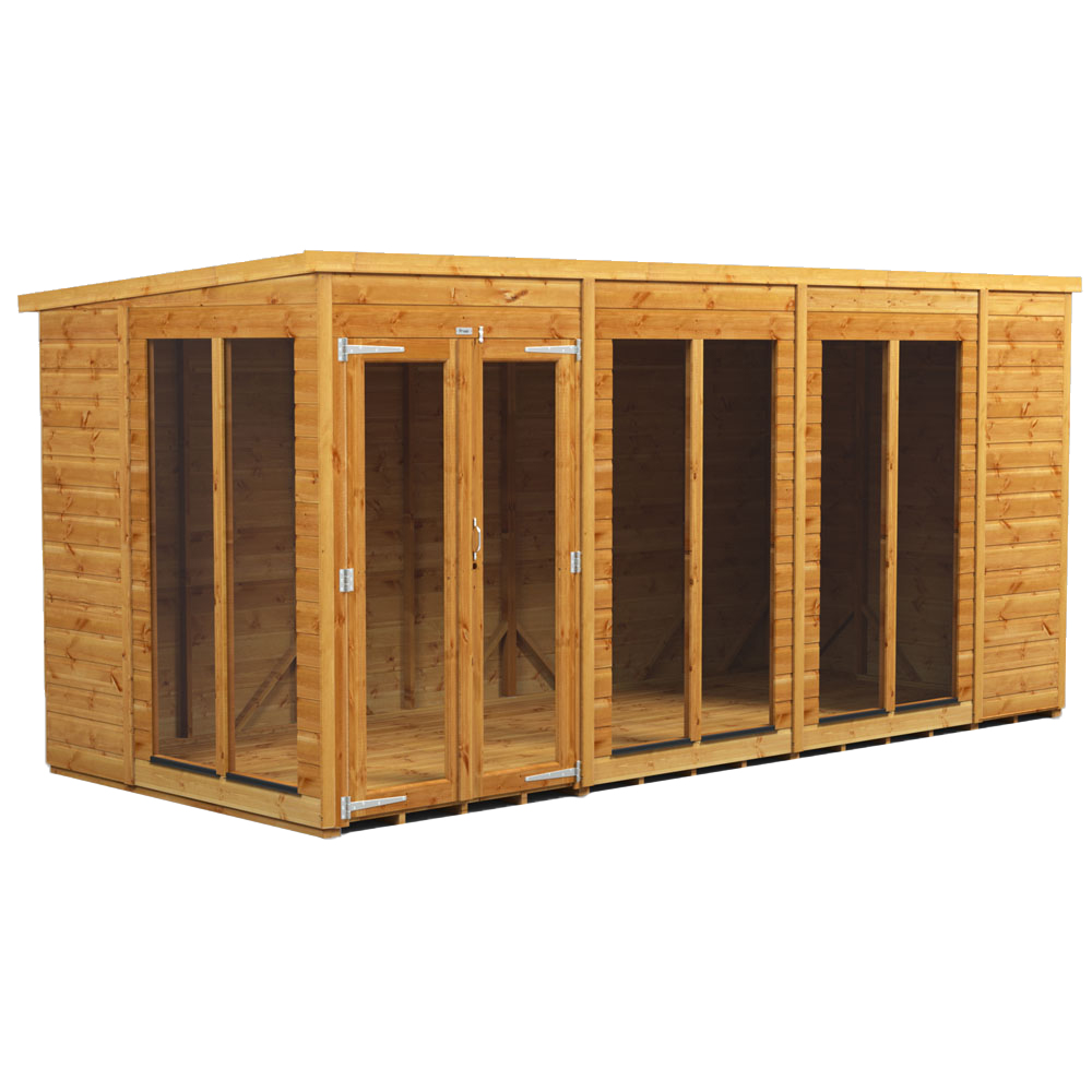 Power Sheds 14 x 6ft Double Door Pent Traditional Summerhouse Image 1