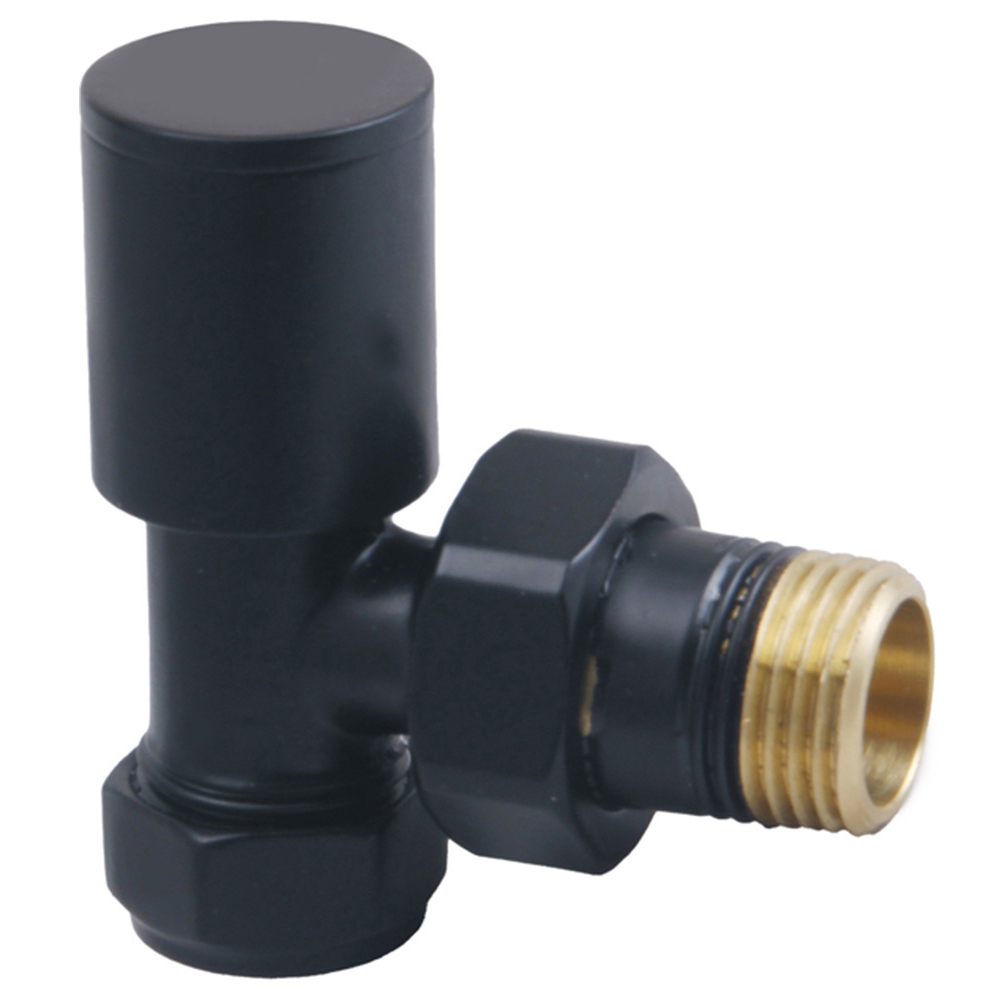 Towelrads Black Round Angled Valve 15mm x 1/2inch 2 Pack Image 3