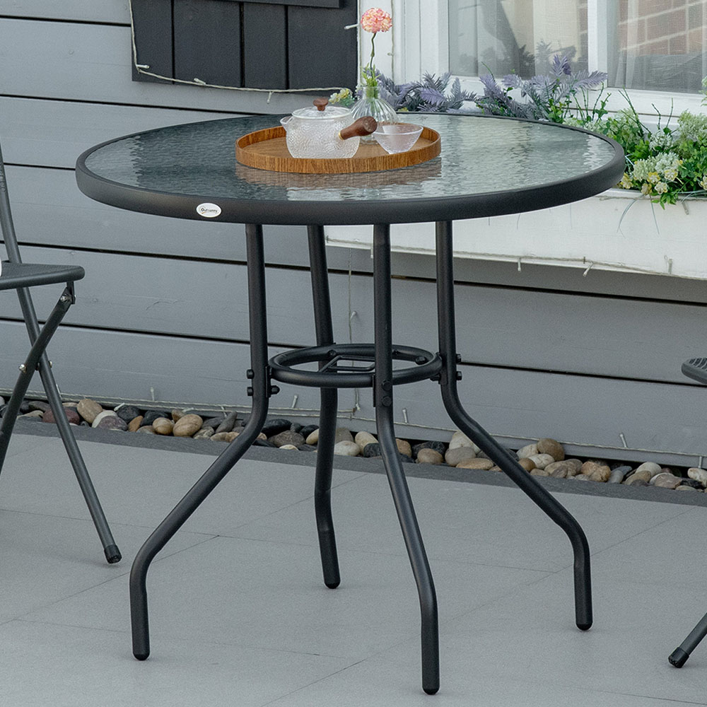 Outsunny 2 Seater Round Dining Table Black Image