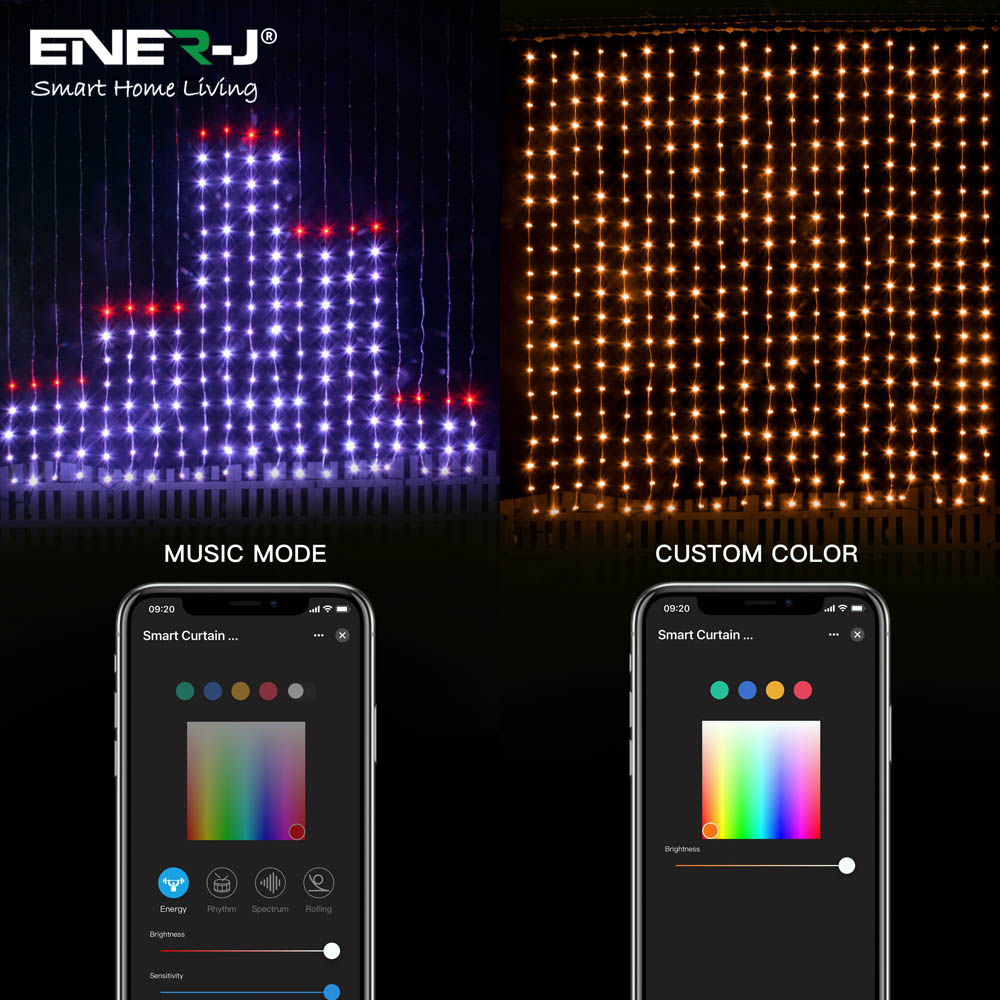 ENER-J Smart RGB Curtain Fairy Lights 2 x 2m Image 4