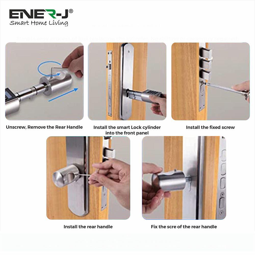 Ener-J Silver Smart Adjustable Cylinder Doorlock Image 7