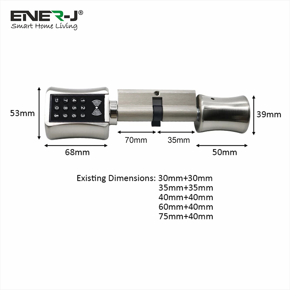 Ener-J Silver Smart Adjustable Cylinder Doorlock Image 8