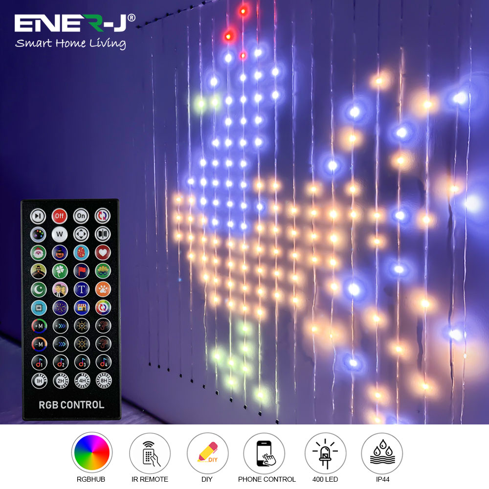 ENER-J Smart RGB Curtain Fairy Lights 2 x 2m Image 7