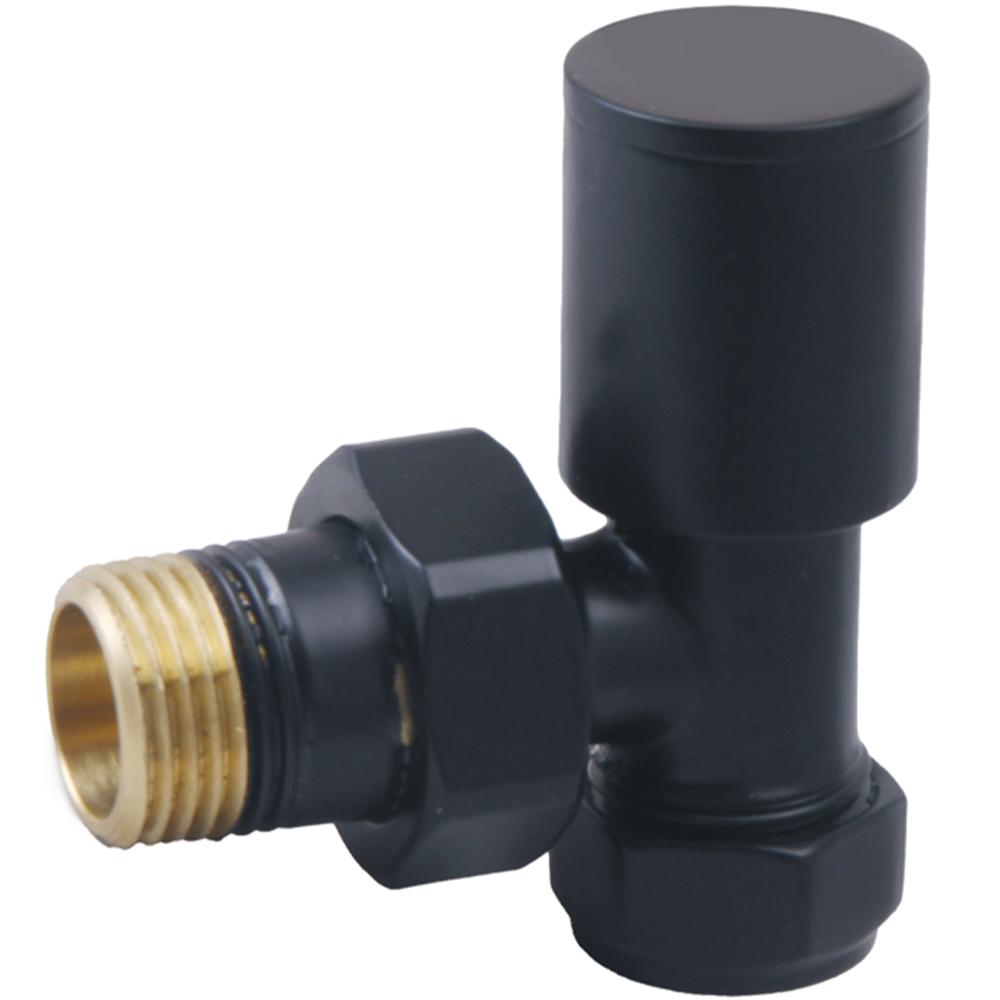 Towelrads Black Round Angled Valve 15mm x 1/2inch 2 Pack Image 2