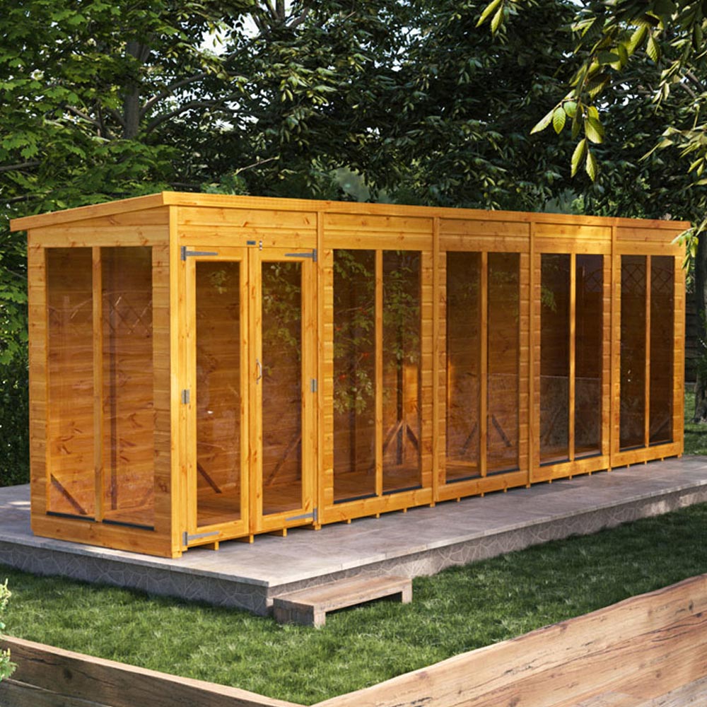 Power Sheds 20 x 4ft Double Door Pent Traditional Summerhouse Image 2