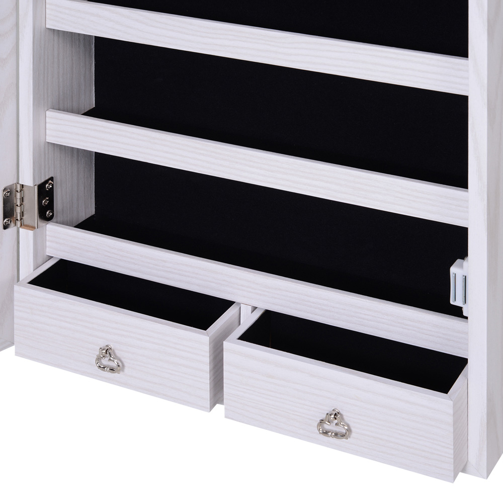 Portland White Mirrored Jewellery Storage Cabinet with LED Light Image 4