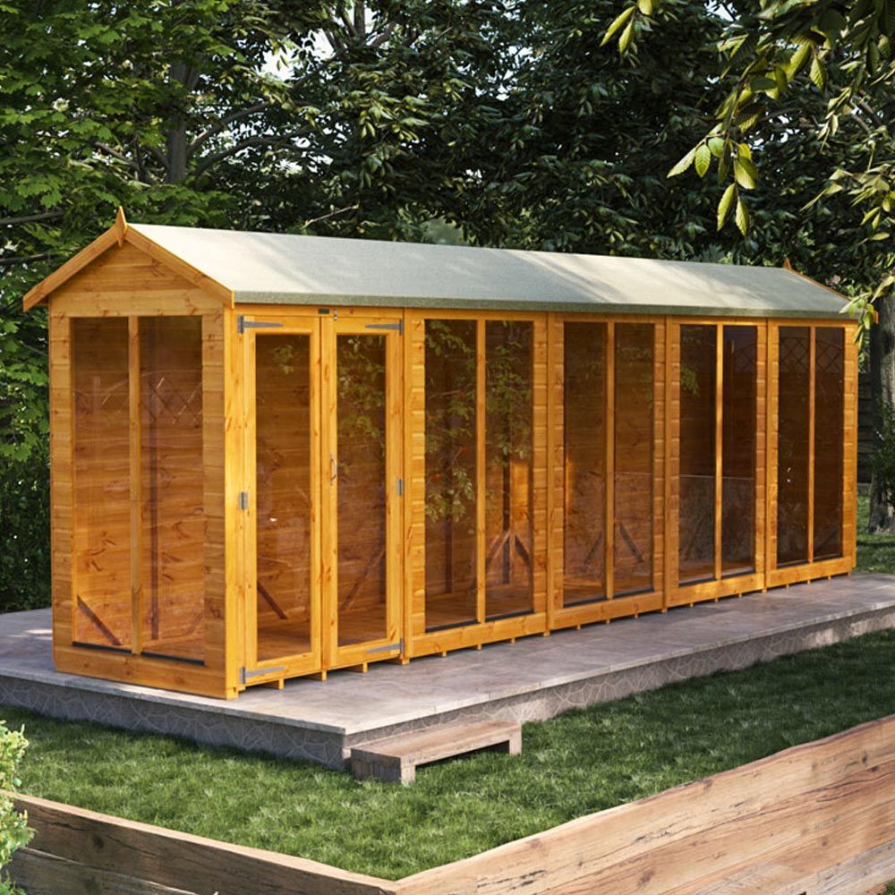 Power Sheds 20 x 4ft Double Door Apex Traditional Summerhouse Image 2