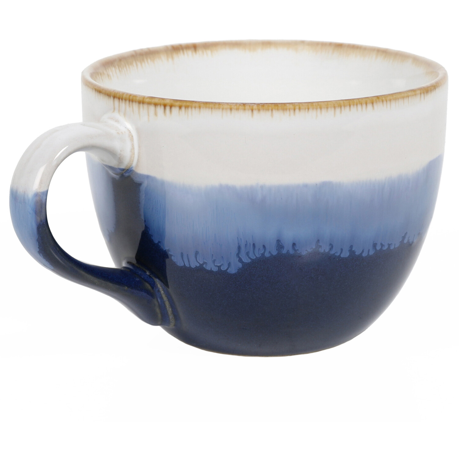 Stripes Reactive Glaze Cappuccino Mug - Blue Image 2