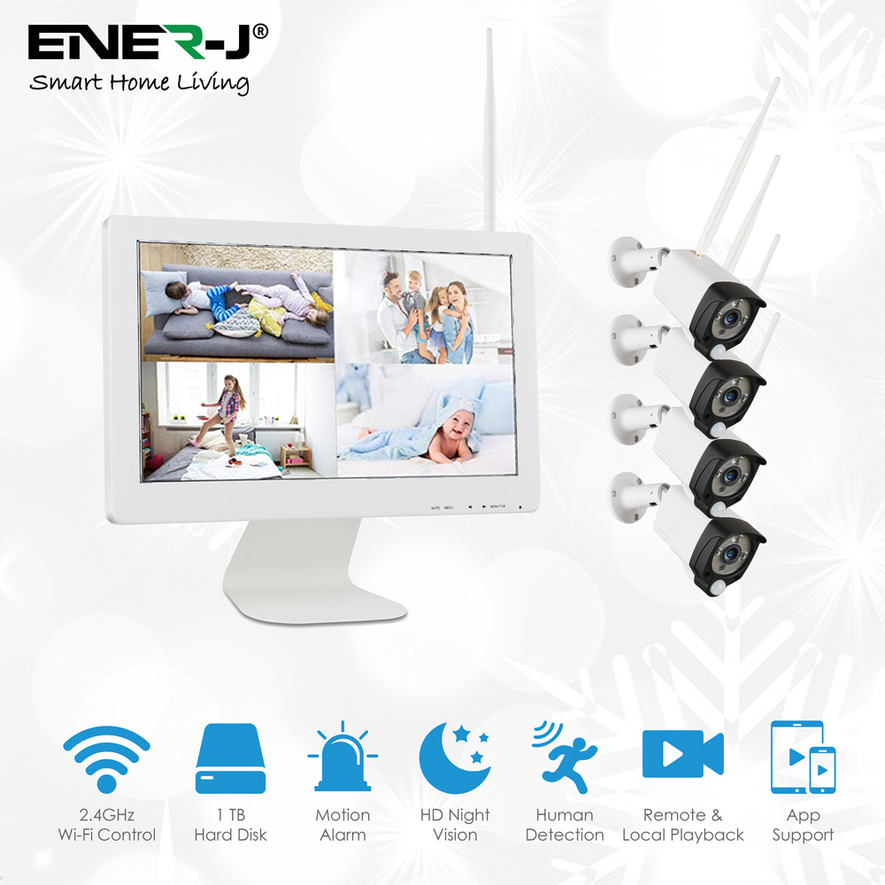 Ener-J PRO 4 Camera NVR and 15 inch Monitor CCTV Kit Image 6