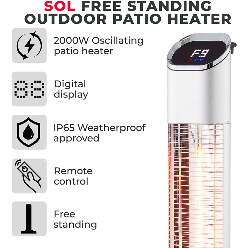 Tower SOL Free Standing Outdoor Patio Heater 2000W Image 3