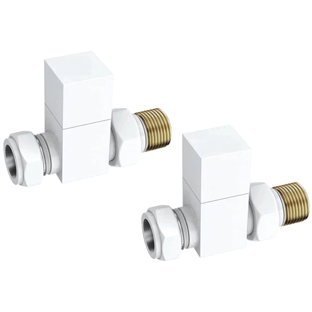 Towelrads White Square Straight Valve 15mm x 1/2inch 2 Pack Image 1