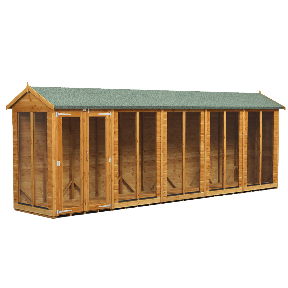 Power Sheds 20 x 4ft Double Door Apex Traditional Summerhouse Image 1