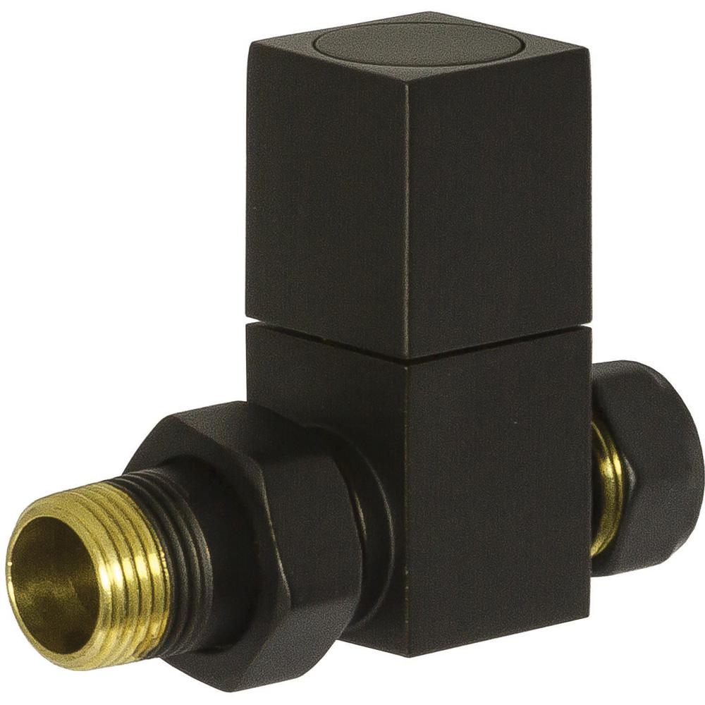Towelrads Black Square Straight Valve 15mm x 1/2inch 2 Pack Image 2