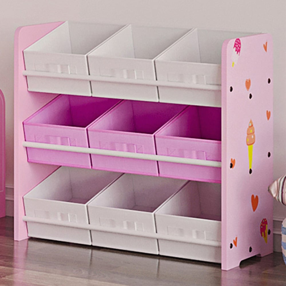 Playful Haven Pink 9 Baskets Kids Storage Unit Image 1