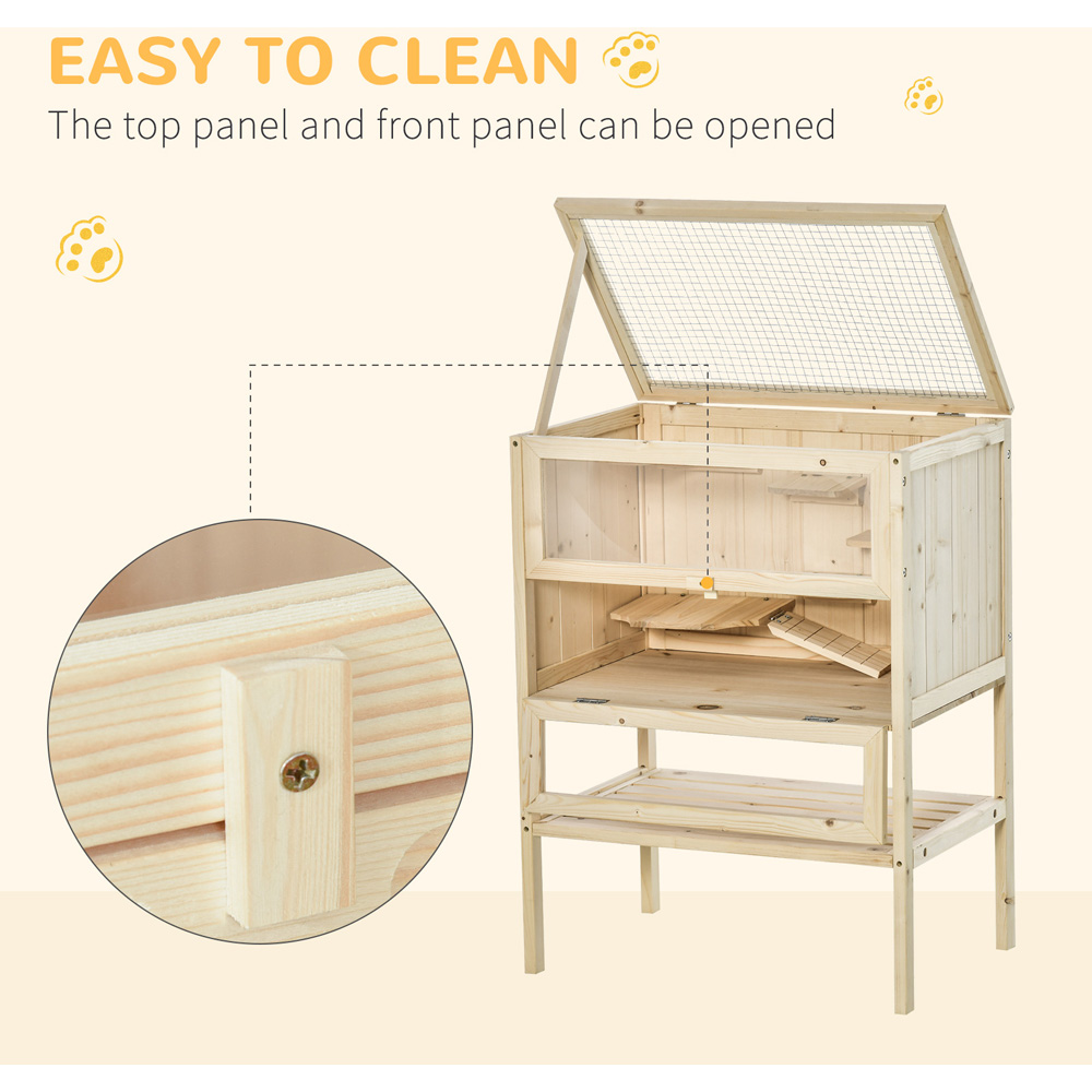 PawHut Wooden Hamster Cage with Storage Shelf Image 5