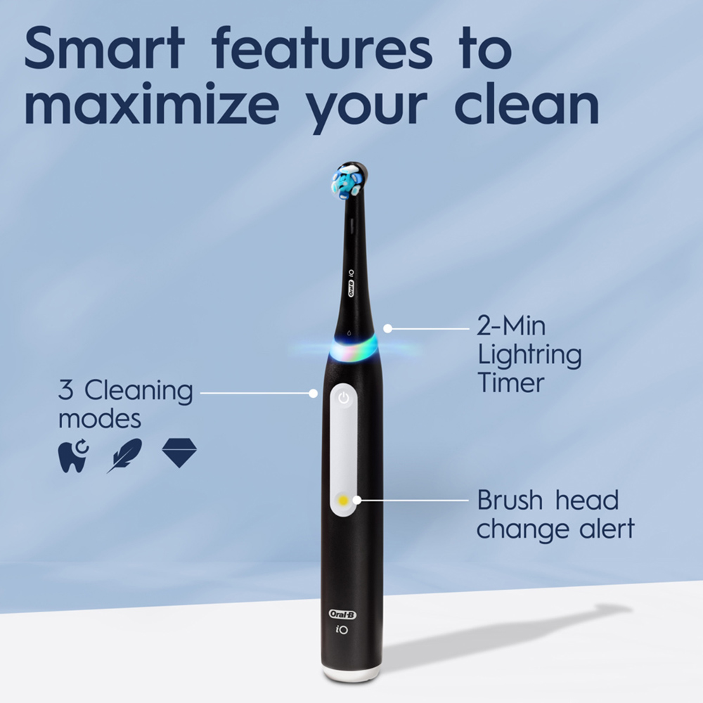 Oral-B iO3 Matt Black and Ice Blue Electric Toothbrush Duo with Case Image 3