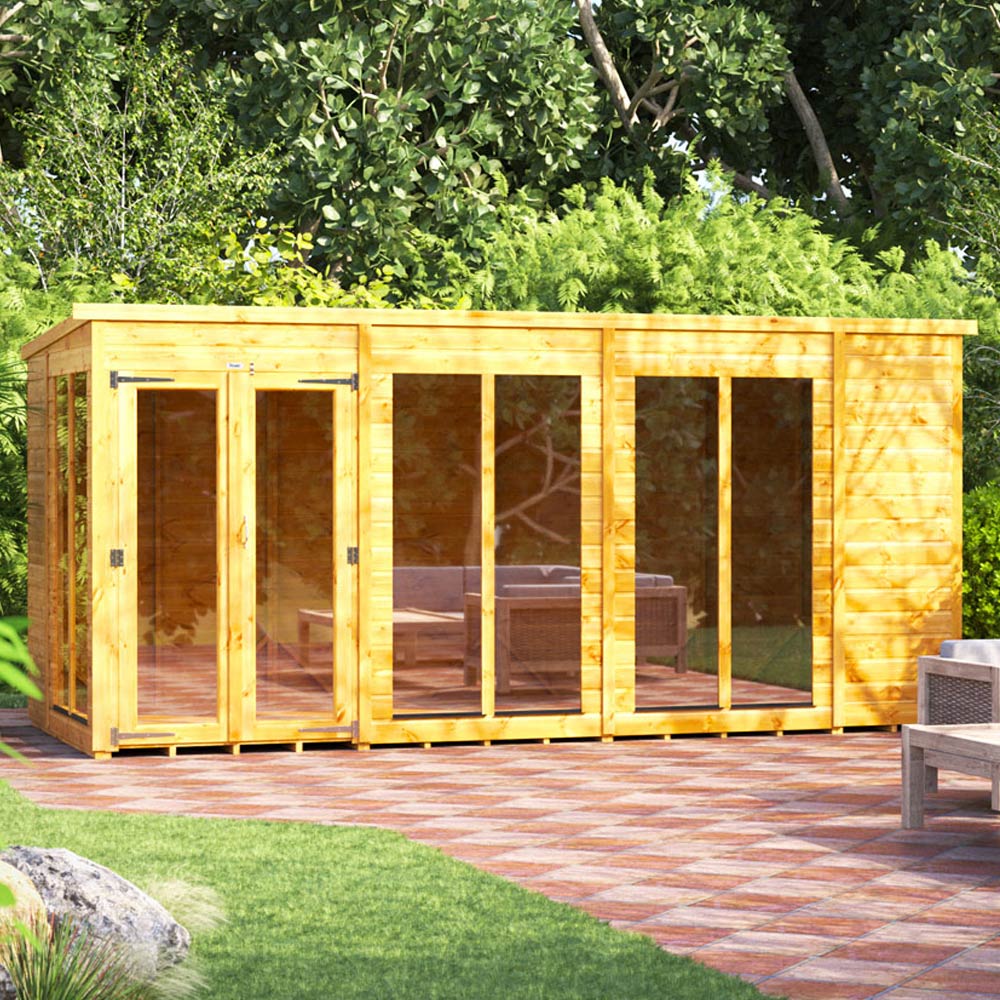 Power Sheds 14 x 6ft Double Door Pent Traditional Summerhouse Image 2