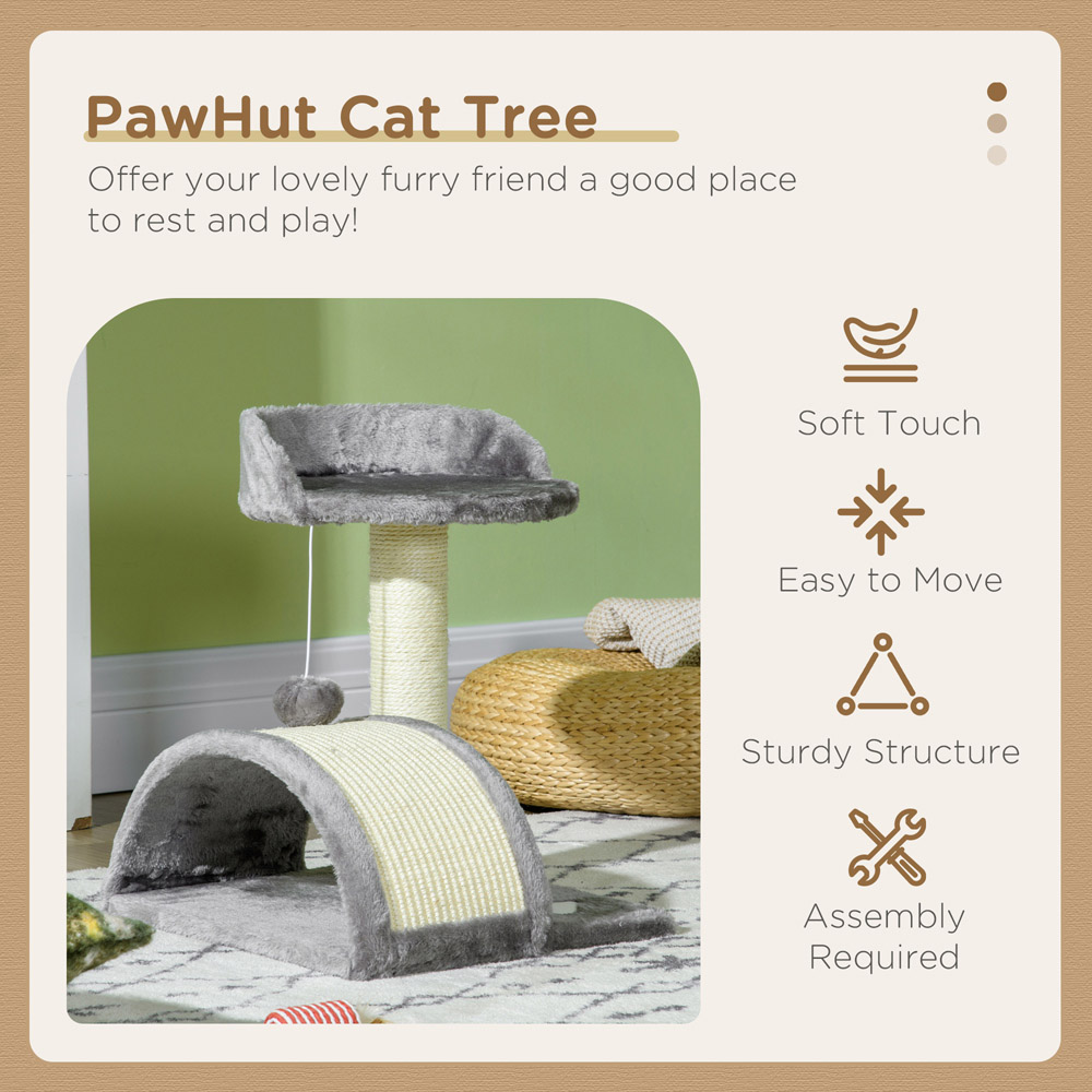 PawHut Grey Cat Activity Tree 46cm Image 8