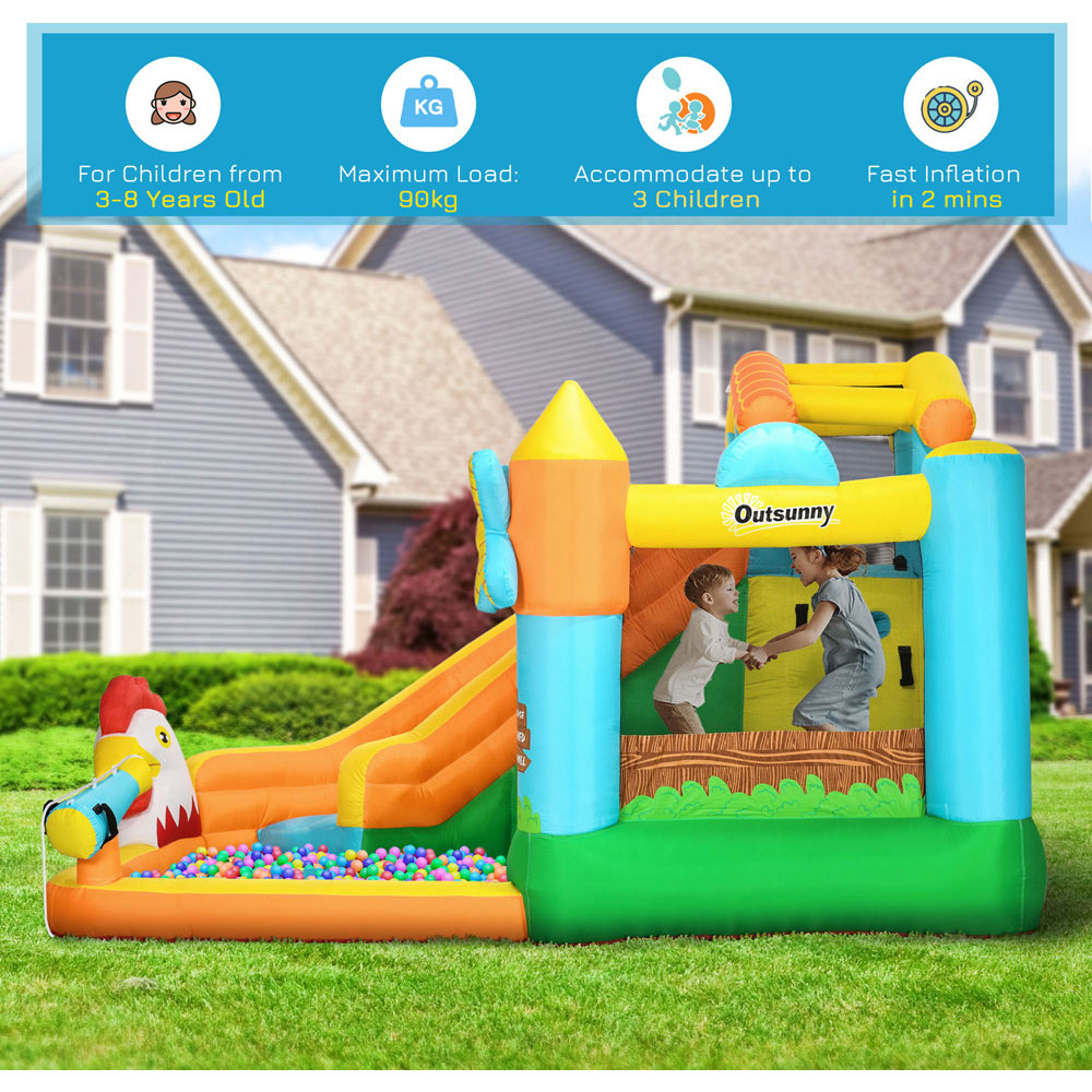 Outsunny Kids Inflatable House with Inflator Image 5