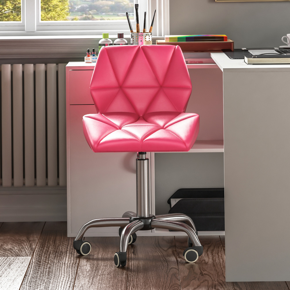 Vida Designs Pink PU Faux Leather Swivel Office Chair Image 3