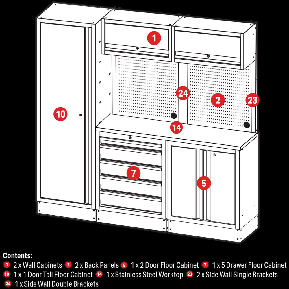 BUNKER 11 Piece Modular Storage with Stainless Steel Worktop Image 8