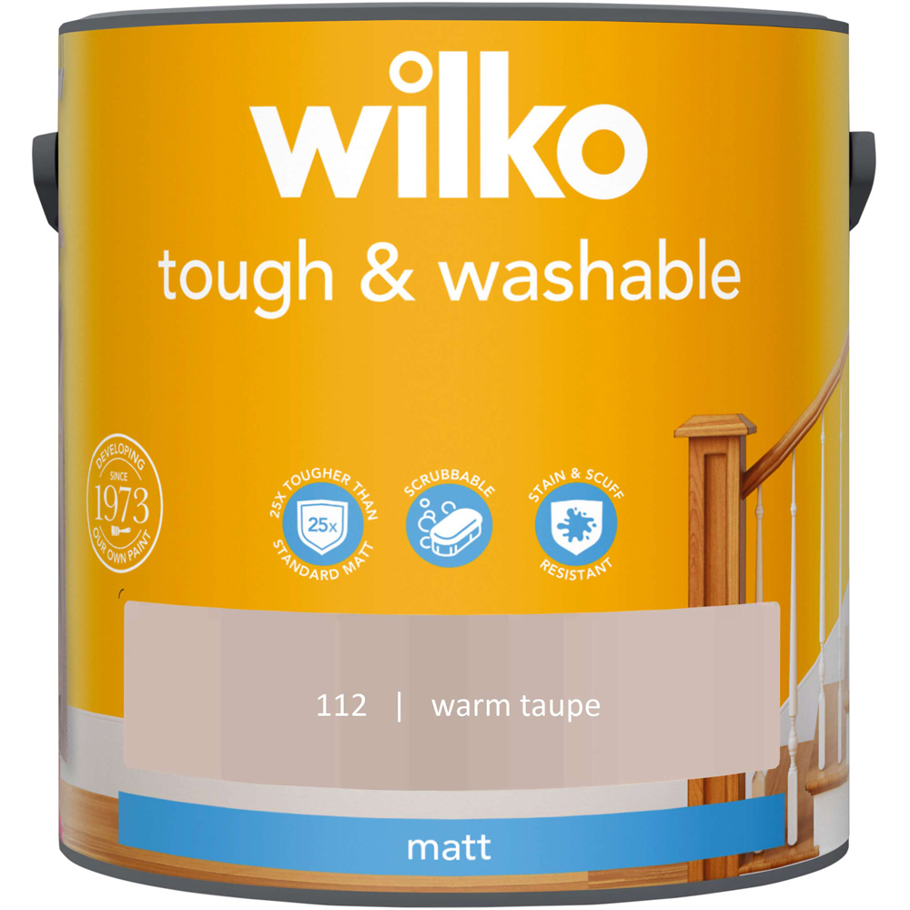 Wilko Tough & Washable Warm Taupe Matt Emulsion Paint 2.5L Image 2