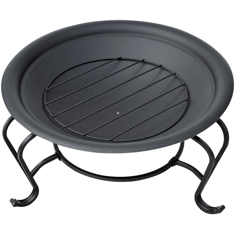 Outsunny Round Wood Fire Pit with Mesh Cover and Poker Image 3